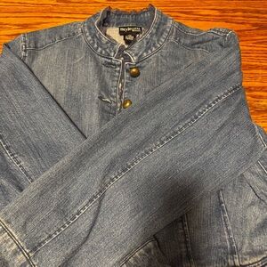 Style & Co. Peplum Denim Jacket in Light Blue